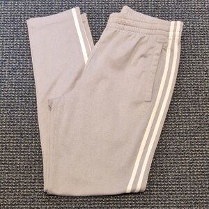 Adidas Gray Track Pants with White Stripes